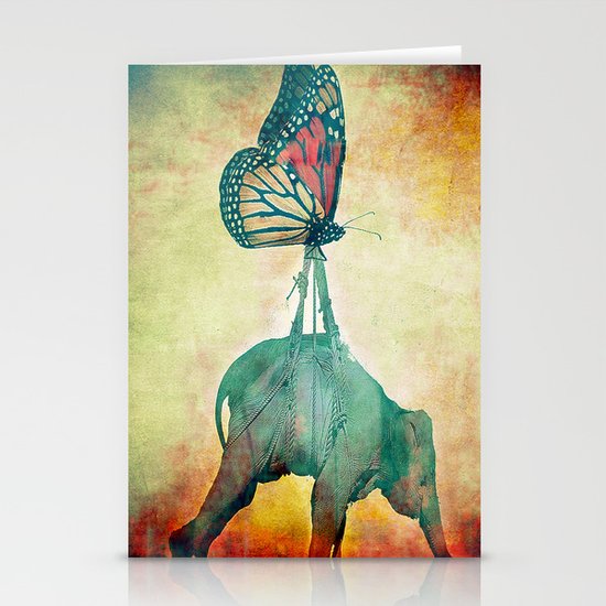 The elephant and the butterfly Stationery Cards