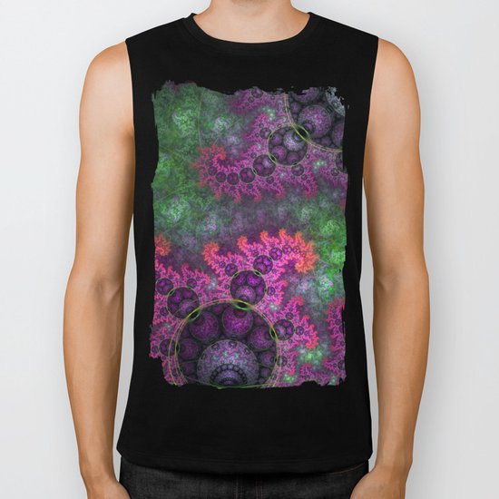Dragon spirals in a green field, fractal art Biker Tank