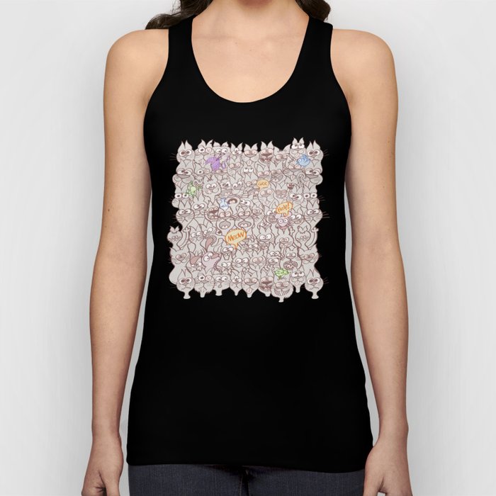 Seamless pattern world crowded with funny cats Tank Top