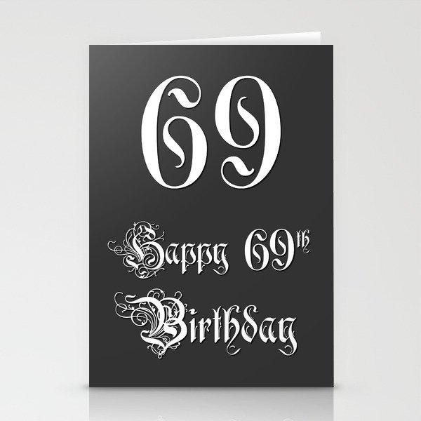Happy 69th Birthday - Fancy, Ornate, Intricate Look Stationery Cards