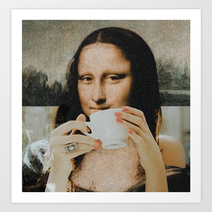 Mona Lisa Coffee Painting Download Print, Cafe Download Art