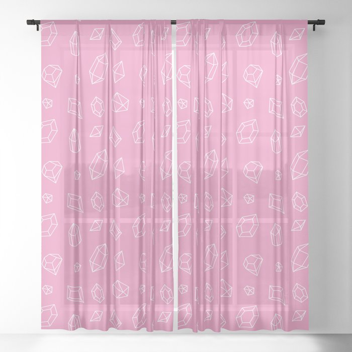 Pink and White Gems Pattern Sheer Curtain