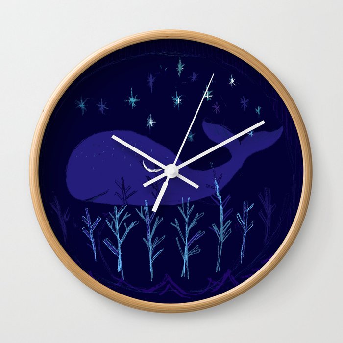 Whale Night Wall Clock