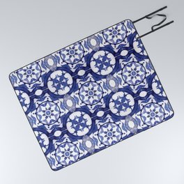 Portuguese Tiles Azulejos Blue and White Pattern Picnic Blanket