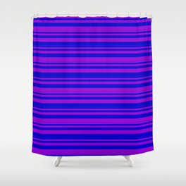 [ Thumbnail: Dark Violet and Blue Colored Lines Pattern Shower Curtain ]