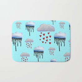 It's Raining Again - Watercolor Rain Clouds Pattern Bath Mat