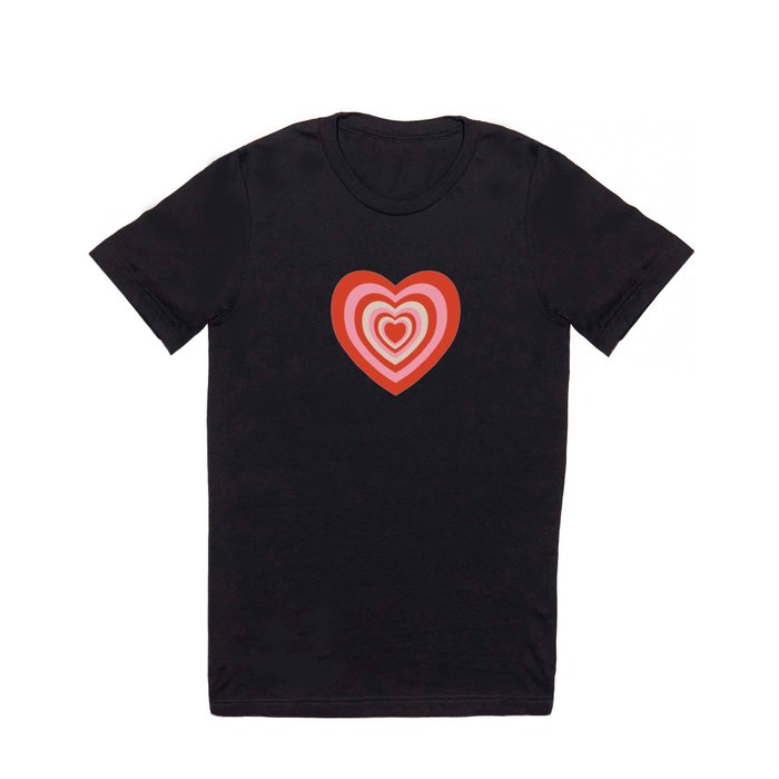 Lovecore Retro Heart Aesthetic  - Pink, Orange, Red - Valentine's Day  T Shirt