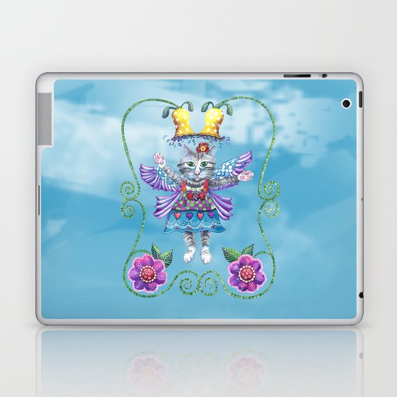 Angel Kitty (Turquoise) Laptop & iPad Skin