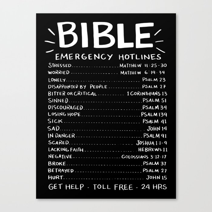 Bible Emergency Hotlines Canvas Print