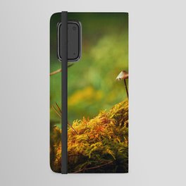 Romantic view with fungus close-up with moss vegetation Android Wallet Case