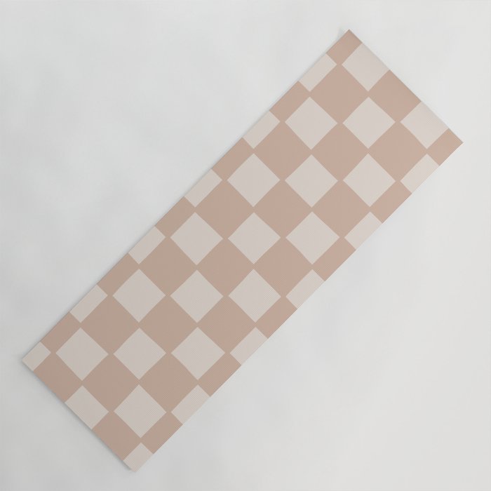 Playful check in sandy beige Yoga Mat by Alina Buffiere