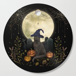 The Black Cat on Halloween Night Cutting Board