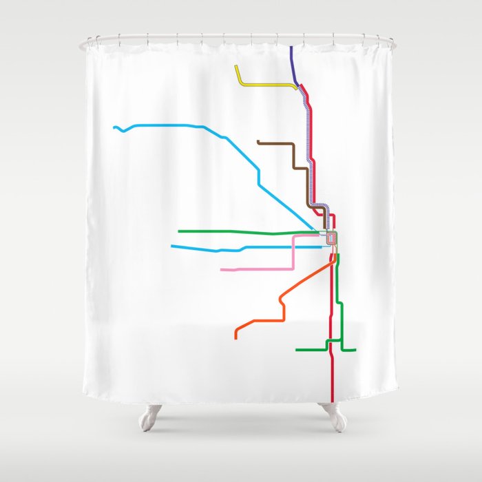 Chicago Cta Map Train Art L Chicago Cta Map Train Art L Wall Shower Curtain