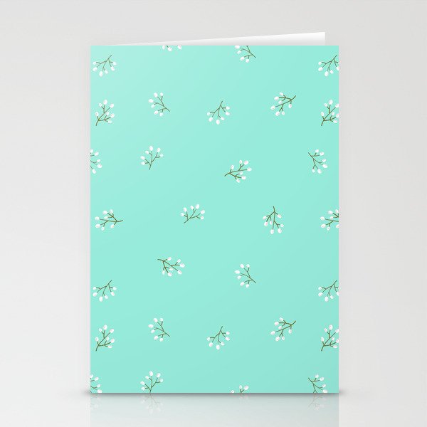 Rowan Branches Seamless Pattern on Mint Blue Background Stationery Cards