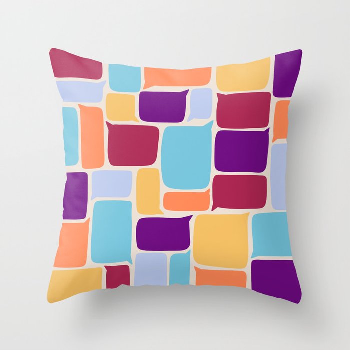 Colorful speech bubble pattern - retro Throw Pillow