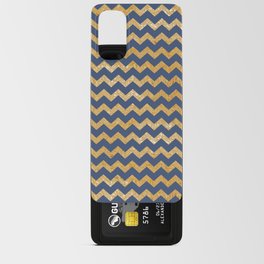 Geometric classic navy blue gold glitter chevron Android Card Case