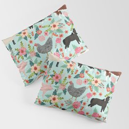 Farm animal sanctuary pig chicken cows horses sheep floral pattern gifts Pillow Sham