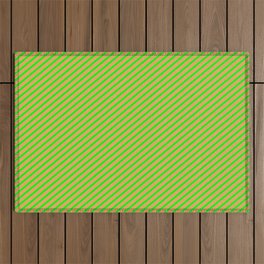 [ Thumbnail: Lime and Brown Colored Lined Pattern Outdoor Rug ]