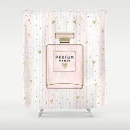 Pink & Gold Paris Parfum Shower Curtain