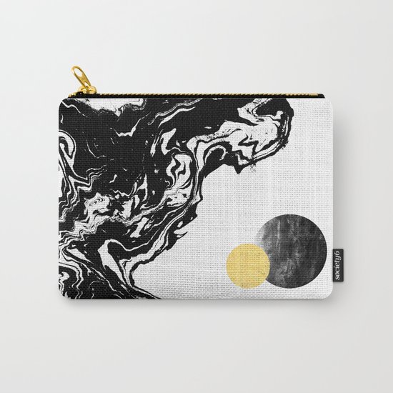 Eugenia - abstract mixed media black white gold foil sunrise sunset painting earth galaxy space sea Carry-All Pouch