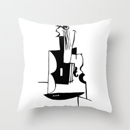 Abstract Black & White Viol Throw Pillow