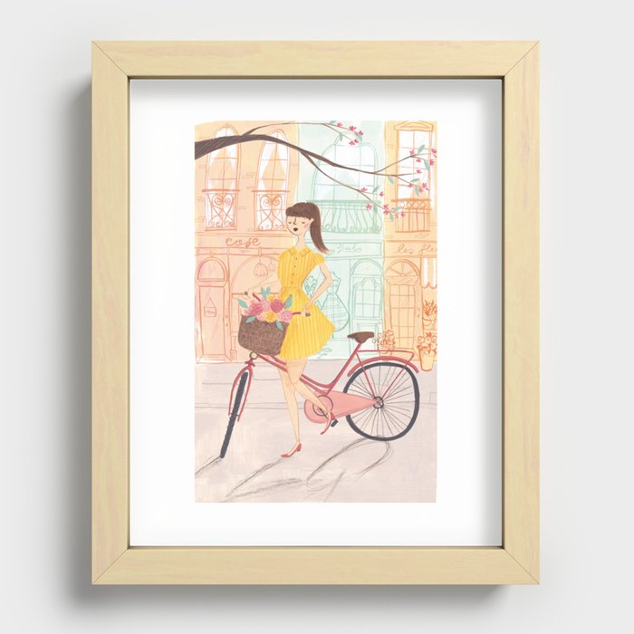 The Lady Cyclist Recessed Framed Print