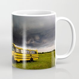 Thunder Bus - Thunderstorm Advances Over Old School Bus on Stormy Spring Day in Oklahoma Mug