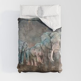 Elephant herd Digital Art Comforter