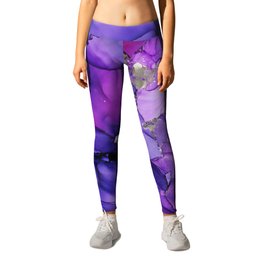 Violet Storm - Abstract Ink Leggings
