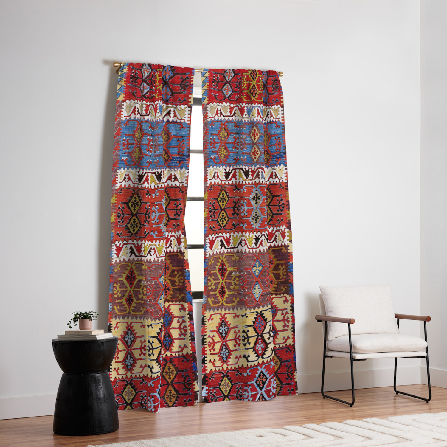 taspinar aksaray antique turkish kilim rug print blackout curtain by vickybragomitchell