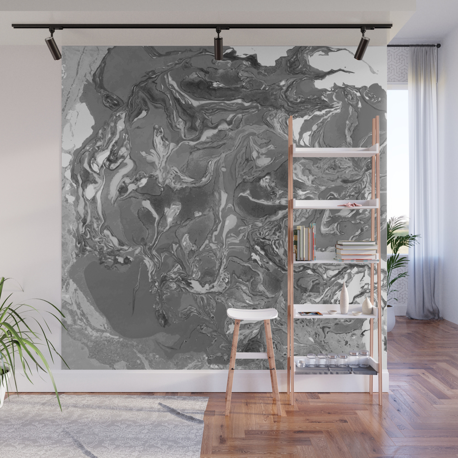 Gray Marble Stone Texture Acrylic Paint Art Wall Mural By Maria So