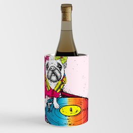 Funny Pug Bow Sits On Turntable Wine Chiller