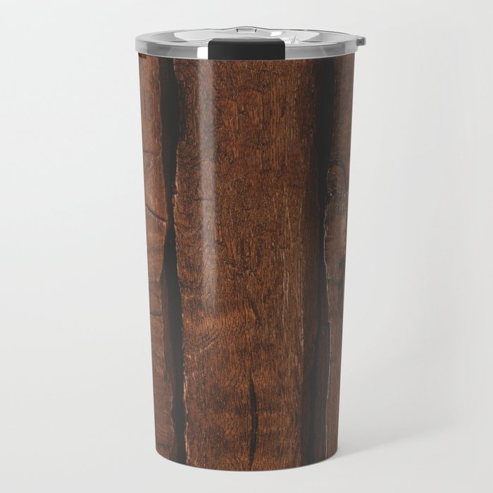 Rustic dark brown old wood Travel Mug