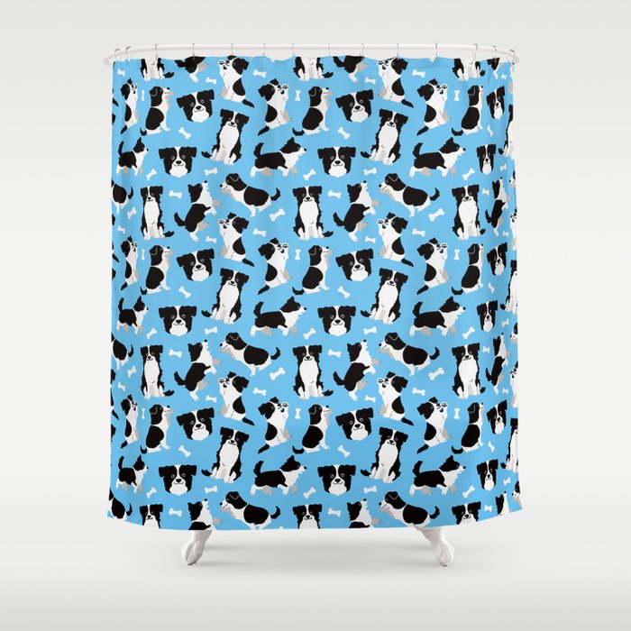 Lots of cute Border Collies Shower Curtain