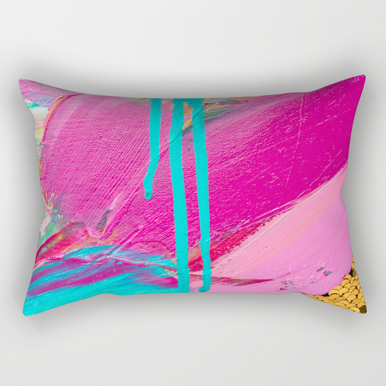 Abstract Acrylic Brushstrokes And Sequins Rectangular Pillow By Katetoluzakova Society6