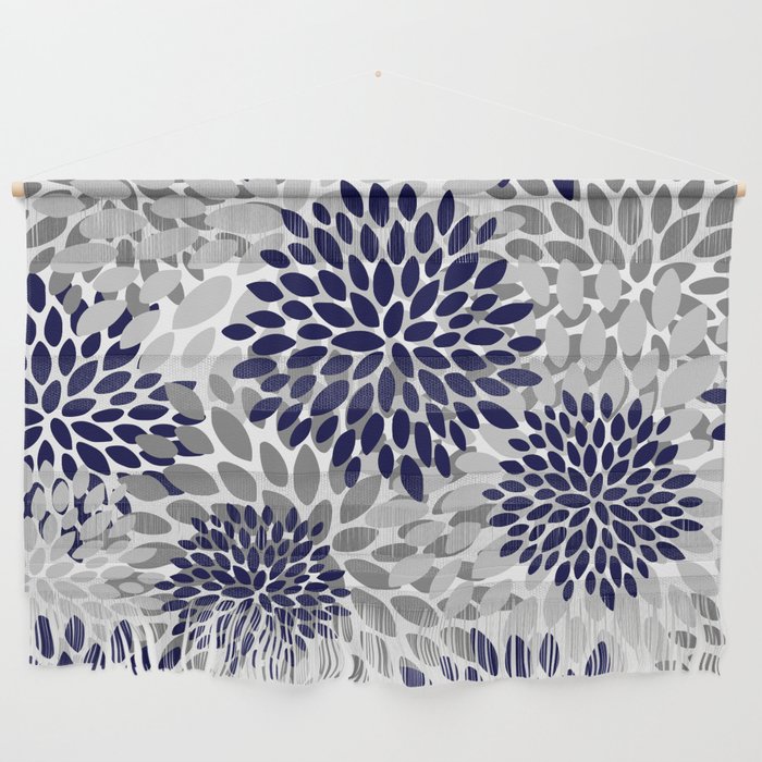 abstract, floral prints, navy