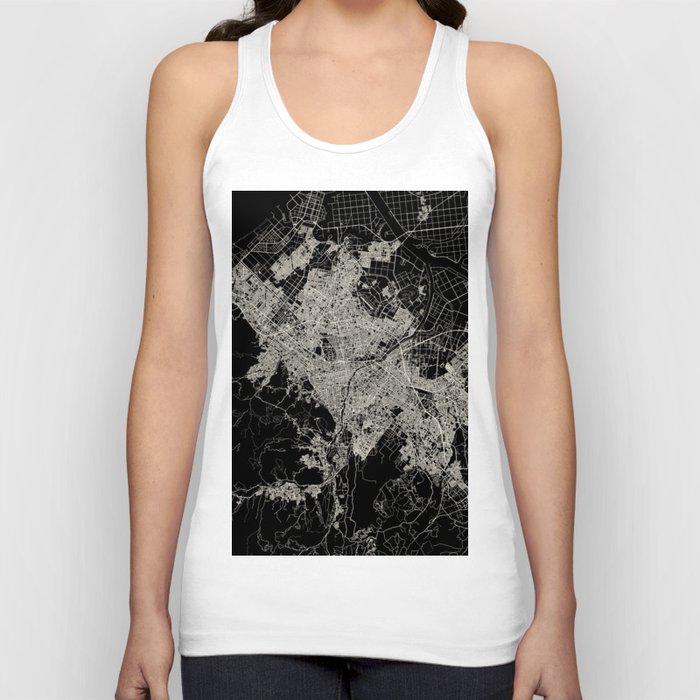 Sapporo - Japan - Black and White City Map Tank Top