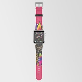 Bright Leopard Sunflower Pink Apple Watch Band