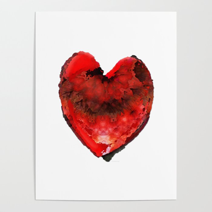 Whimsical Happy Big Red Heart Art by Sharon Cummings Poster