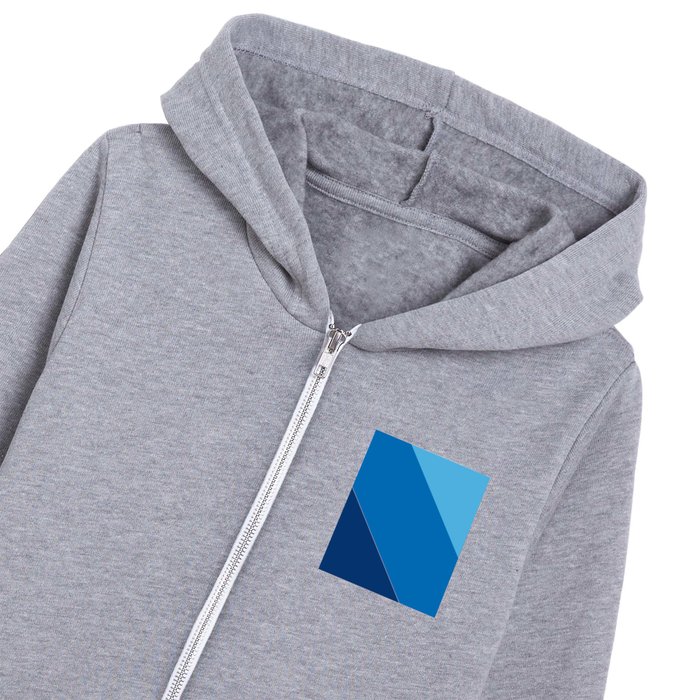 Azure, Cerulean, Royal Blue Diagonal Kids Zip Hoodie