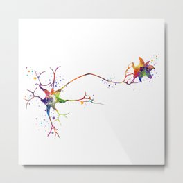 Multipolar Neuron Colorful Watercolor Metal Print