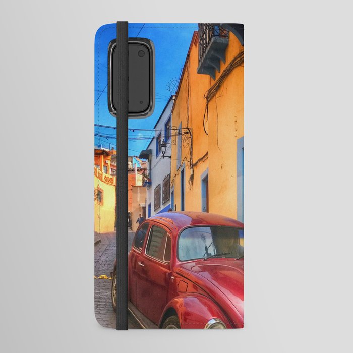 Mexico Photography - Car Parked In A Narrow Mexican Street Android Wallet Case