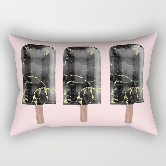 Black Marble with Gold Popsicle Rectangular Pillow