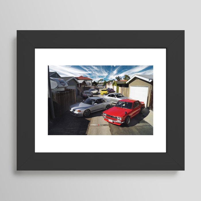 Heritage Ft Nissan Hakosuka Skyline R32 R33 R34 R35 Gt R Framed Art Print By Hyprpwr Phtgrphy Society6