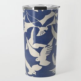 Pigeons in White and Blue Travel Mug