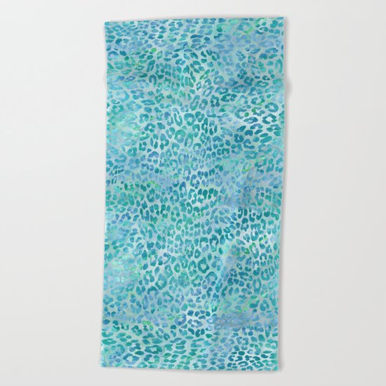 Blue Leopard Print Beach Towel