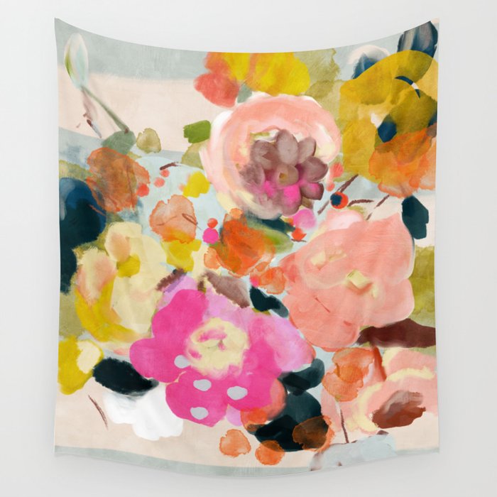 floral bouquet from above abstract art Wall Tapestry