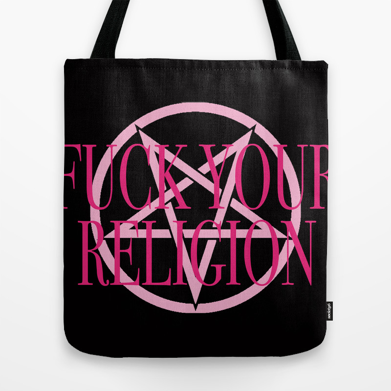 pink and black tote bag