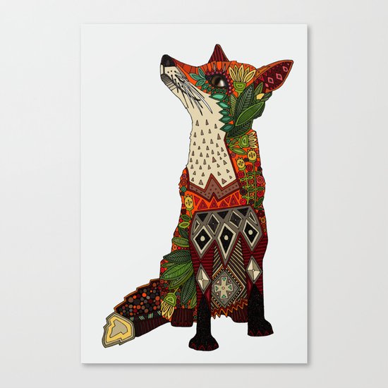 fox love off white Canvas Print