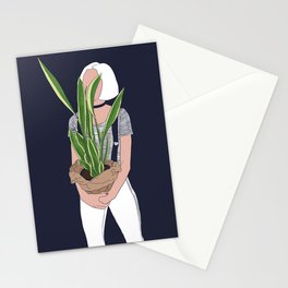 Girl & Her Snake Plant Stationery Cards